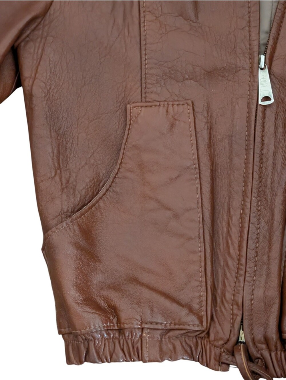 Vintage 70s Mexican Leather Hooded Bomber Jacket Size 7/8 Jrs/Womens XXS/Kids L - Picture 7 of 16